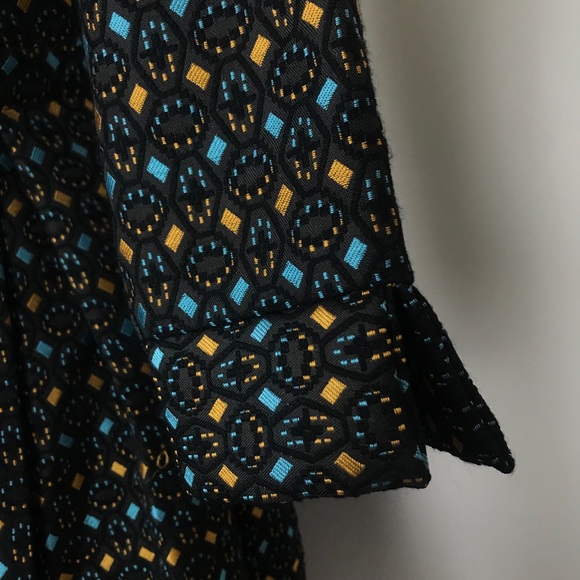 Love & Girl Blue & Gold Geometric Jacquard Dress L - Picture 6 of 14